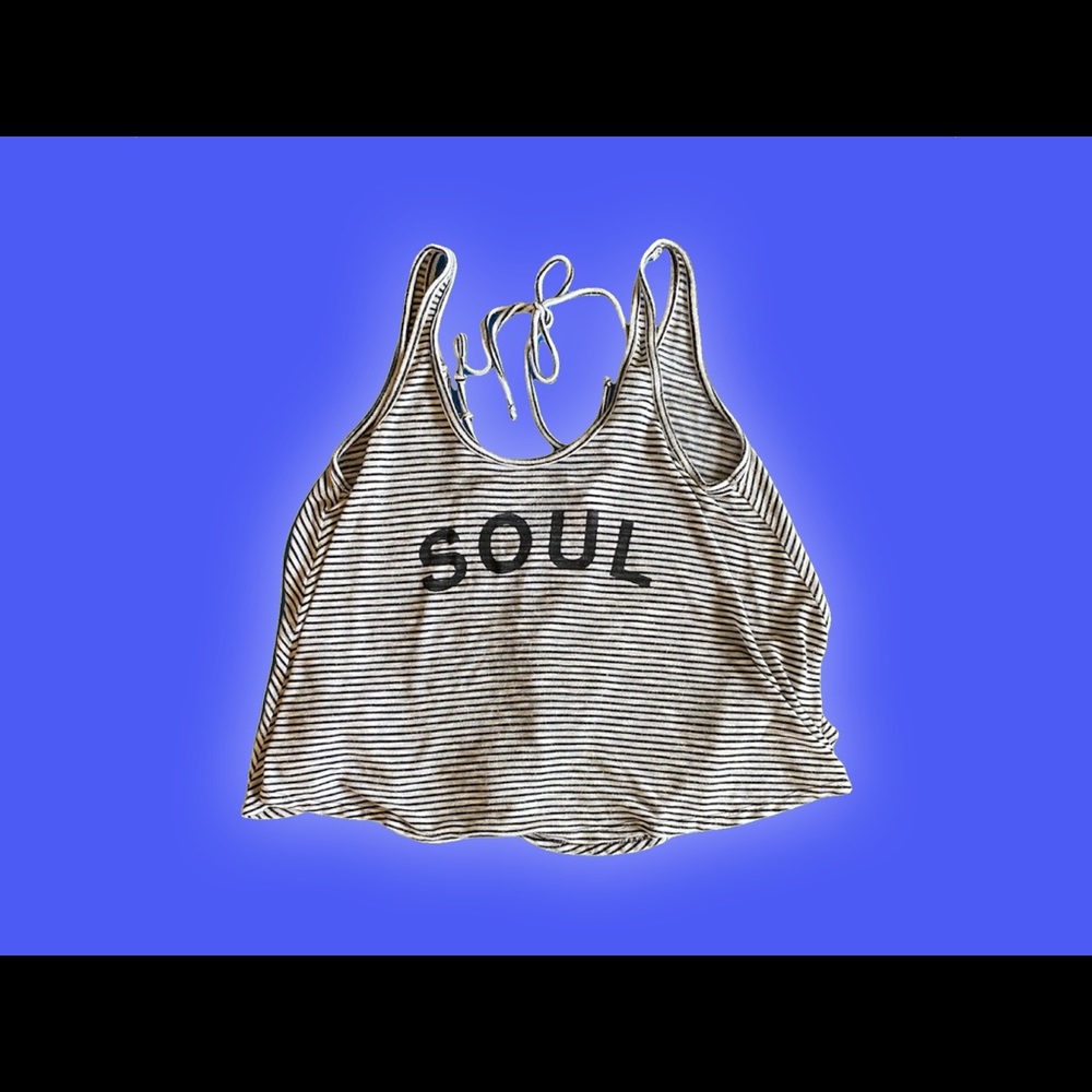 Soulcycle White and Black Striped "Soul" Tank Top | Size Small